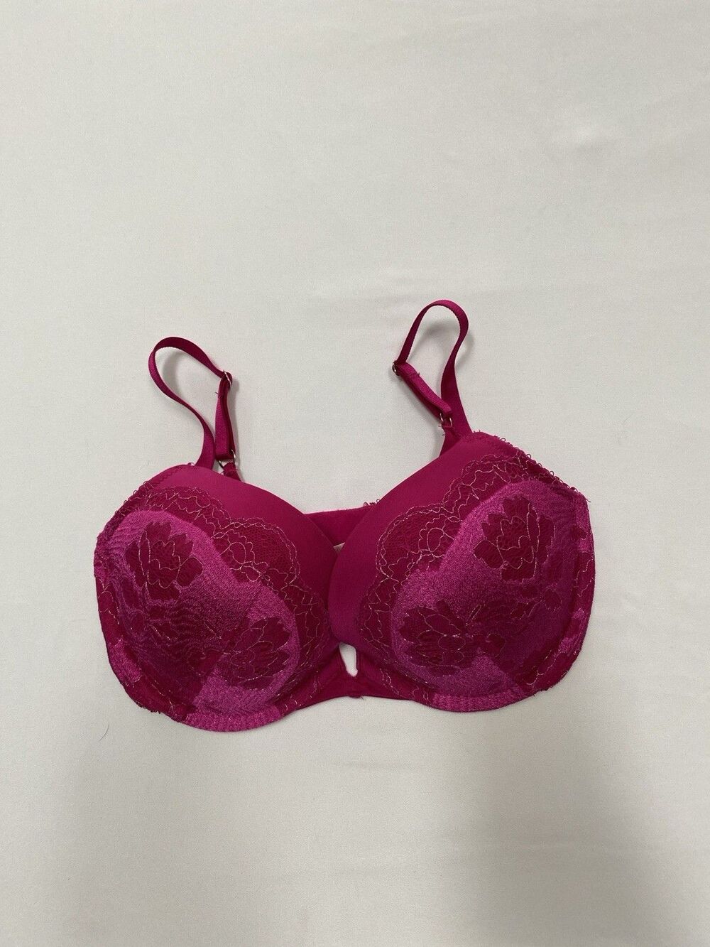 Victoria's Secret Very Sexy Push Up Bra 32DD Magenta Lace Floral Romantic